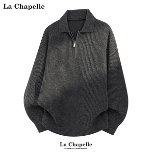 内搭男女款 宽松保暖打底针织衫 冬季 拉夏贝尔日系半拉链毛衣polo衫