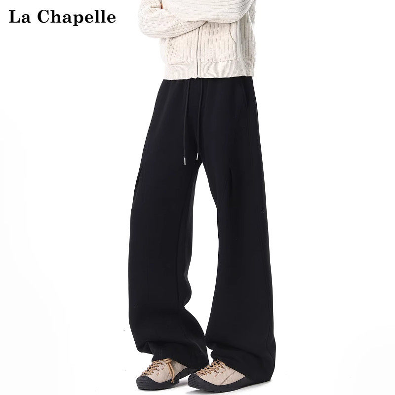 拉夏贝尔黑色重磅潮牌弯刀卫裤男士春季新款美式复古宽松休闲长裤,男装,卫裤,淘宝优惠券,粉丝福利购,淘宝优惠卷