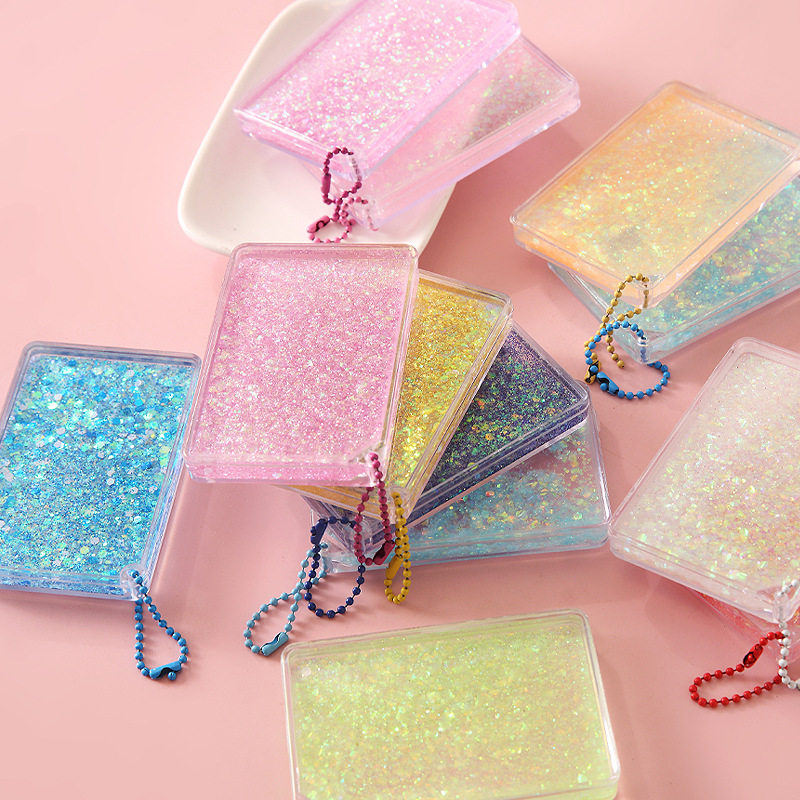 透明亚克力流沙咕卡砖儿童diy咕卡盘装饰贴纸钥匙扣便携挂件礼物