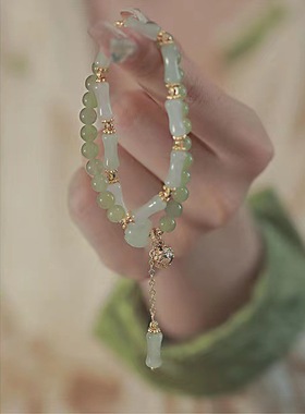 【云水谣】新中式竹节串珠手链复古设计金丝玉南瓜手串纯手工闺蜜