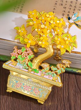 蜜蜡金枝桂花金属宫廷盆