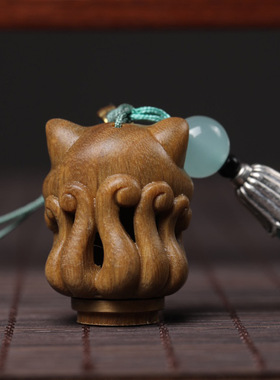 绿檀木香囊手机链挂绳木