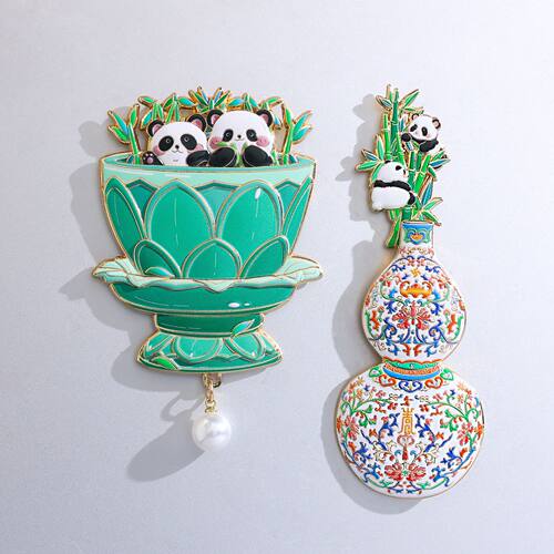 秘色瓷莲花碗熊猫冰箱贴