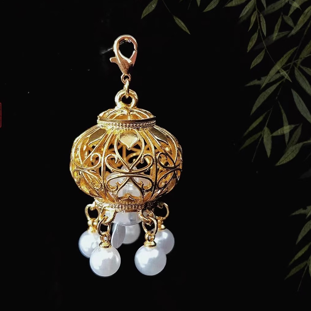 发光灯笼冰箱贴diy挂饰挂件古风宫灯团扇配饰压襟吊坠钥匙扣吊坠