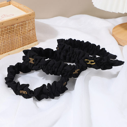 黑色褶皱发箍字母高级感