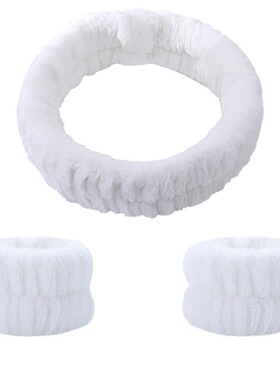 亚马逊爆款发带套装洗脸护腕手带高颅顶海绵麻花云朵头箍组合发饰