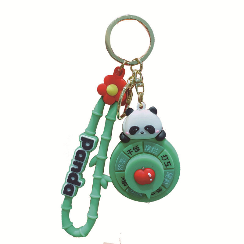 可爱熊猫文创小礼品转转乐钥匙扣小礼物高级感送顾客书包挂件批货
