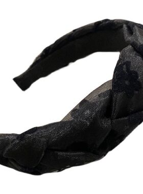 韩版2023新款精致发箍女发卡发饰复古花朵欧根纱编织高颅顶头箍女