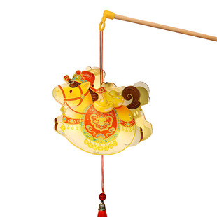 新年儿童手提灯笼2026国潮马年手工diy材料包发光灯笼元宵节活动