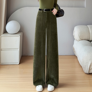 高腰垂感宽松休闲雪尼尔阔腿裤 冬加厚灯芯绒裤 子女2025新款 加绒裤