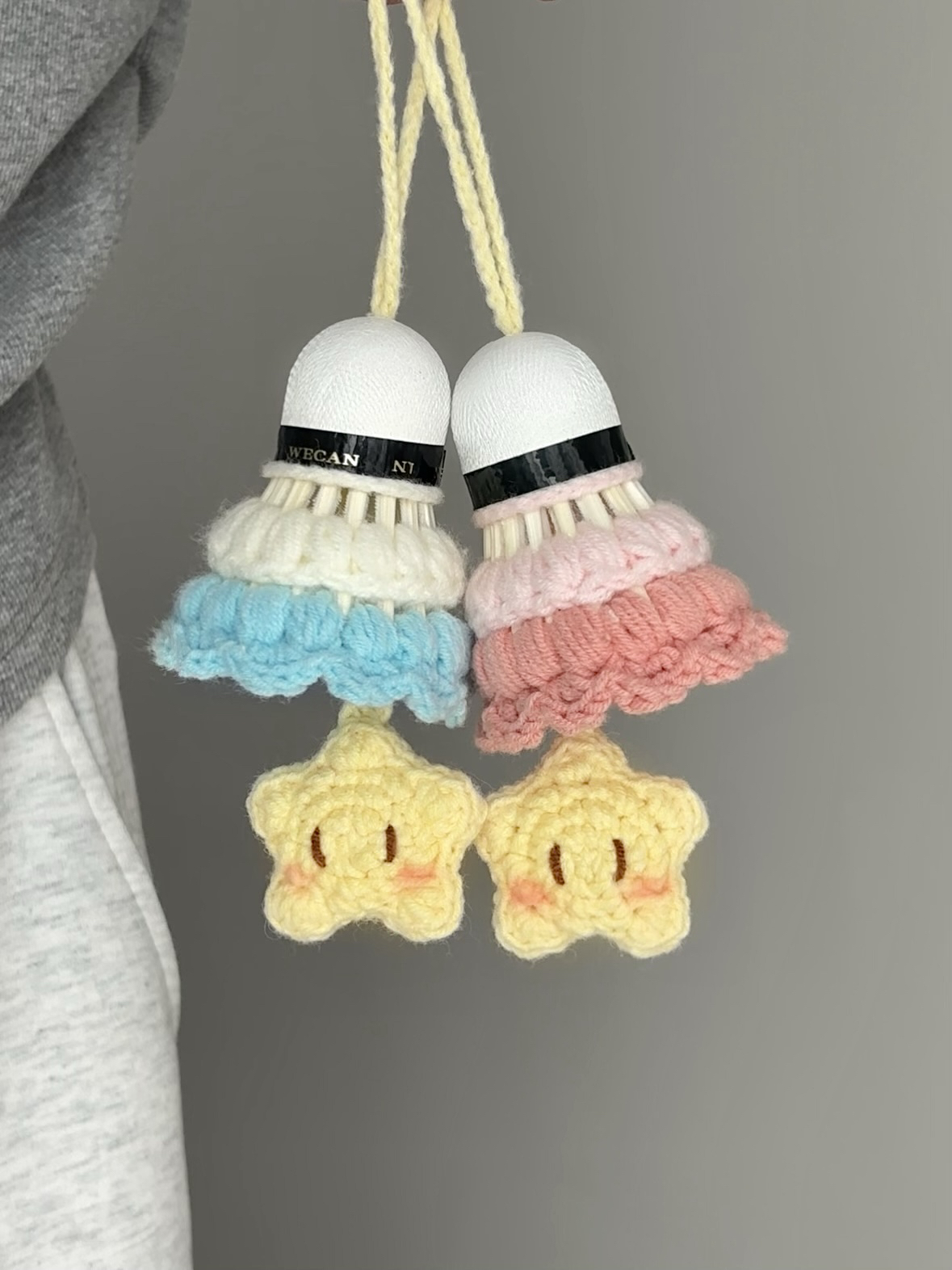 手工羽毛球拍挂件钥匙扣球拍材料包diy多彩初学者羽毛球手工挂件