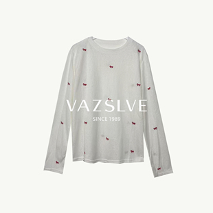 【VAZSLVE/全新奢品】捡漏 2026春夏长袖套头小马刺绣T恤女8115