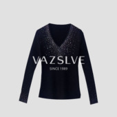 VAZSLVE 全新奢品 捡漏 璀璨星河 V领烫钻毛衣打底女8813