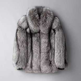 轻奢保暖夹克大衣仿皮草休闲短款 裘皮外套时尚 上衣 狐狸毛男士 新款