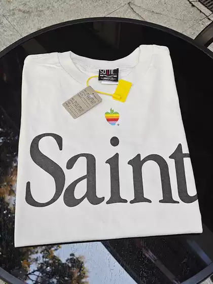 Saint Michael American High Street Fashion Vintage Washed Retro Distressed Vtg Short-Sleeve T-Shirt for Men and Women Trendy