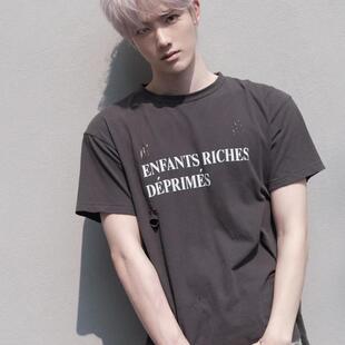 ERD忧郁富二代经典标语vintage水洗复古做旧宽松VTG短袖T恤男女潮