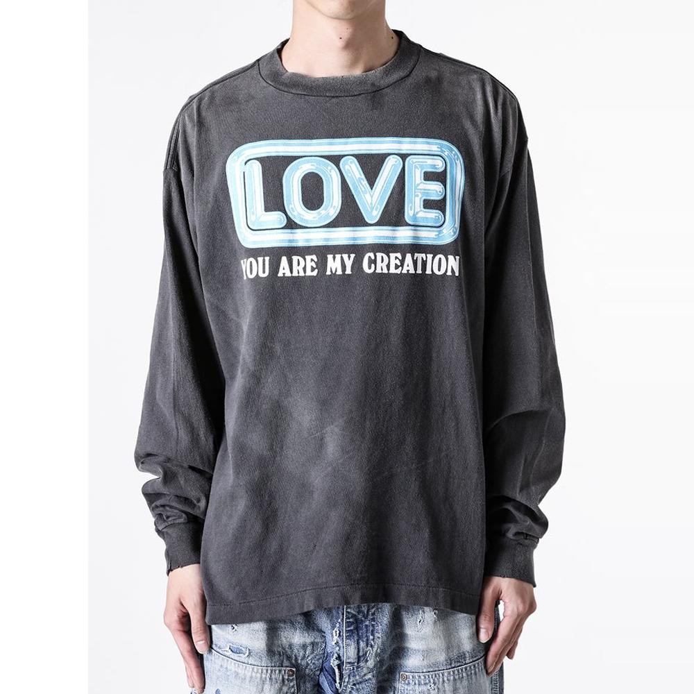 Saint Michael千纸鹤爱心VTG美式高街水洗宽松长袖打底T恤男女ins