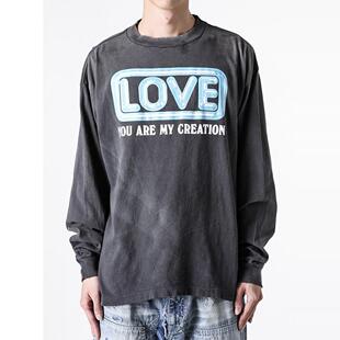 Saint Michael千纸鹤爱心VTG美式高街水洗宽松长袖打底T恤男女ins