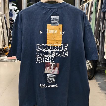 Paly Hollywood 蓝色插画vintage水洗复古做旧宽松VTG短袖T恤男女