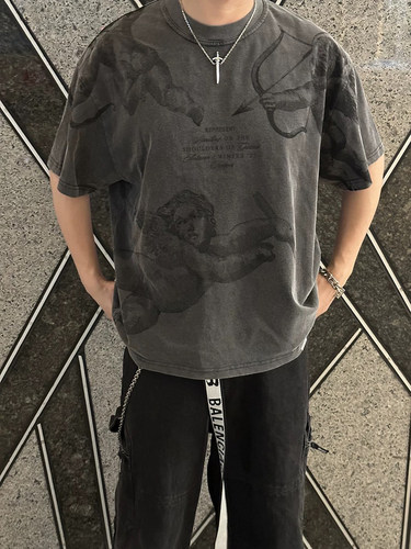 REPRESENT暗黑小天使高街vintage水洗复古做旧VTG短袖T恤男女ins