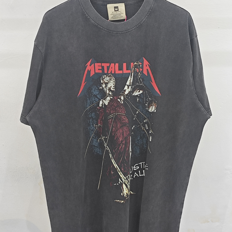 Saint金属摇滚乐队重磅vintage水洗复古做旧宽松VTG短袖T恤男女潮