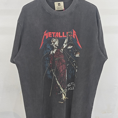 Saint金属摇滚乐队重磅vintage水洗复古做旧宽松VTG短袖T恤男女潮