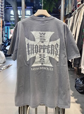 西海岸WCC26SS灰蓝渐变美式高街水洗复古做旧宽松VTG短袖T恤男ins