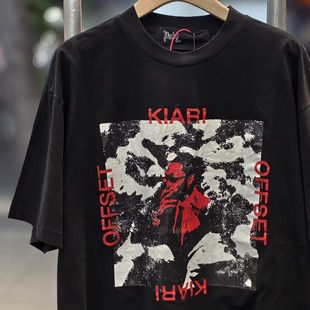 Paly T恤男女 Hollywood裂纹男人vintage水洗复古做旧宽松VTG短袖