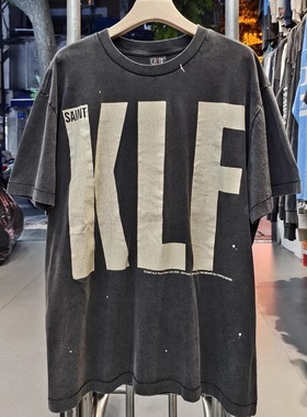 Saint Michael裂纹KLF美式高街重磅vintage水洗复古VTG短袖T恤男