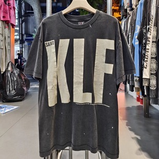 T恤男 高街重磅vintage水洗复古VTG短袖 Saint Michael裂纹KLF美式