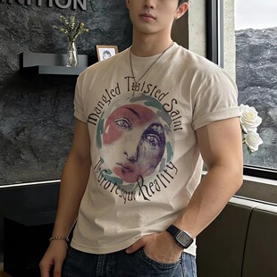 vintage水洗复古做旧宽松VTG短袖 Mx6眼泪 T恤男女 Michael Saint