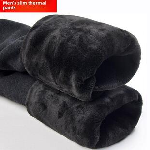 保暖裤 打底裤 羊毛衬里加厚棉裤 单层高腰修身 冬秋紧 羊毛裤 男式