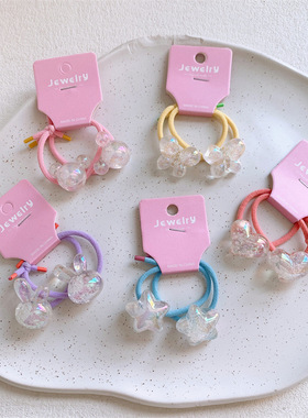 新款可爱透明人鱼姬儿童打结皮筋发绳女童果冻色扎马尾头绳发圈