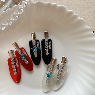 星星发夹对夹小众少女无痕边夹醋酸鸭嘴夹侧边刘海夹