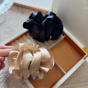 法式 布艺蝴蝶结发夹气质发饰高级感小金片香蕉夹女后脑勺马尾竖夹