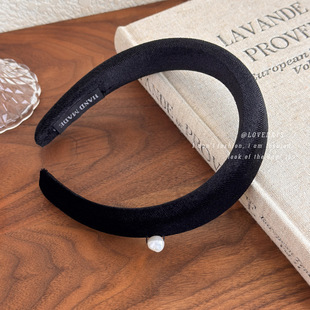 秋冬复古黑色丝绒仿珍珠发箍女时尚 气质发卡高颅顶头箍头饰发饰潮