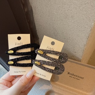 高级满钻blingbling砂糖椭圆发夹百搭简约bb夹边夹前额碎发刘海夹