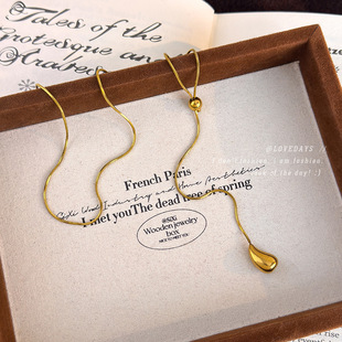 拍照毛衣链配饰 时尚 韩系高品质金色水滴抽拉长款 项链女2025新款