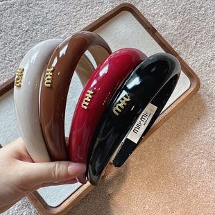 韩版 气质高级感字母皮质高颅顶发箍百搭简约网红外出头箍发卡 新款