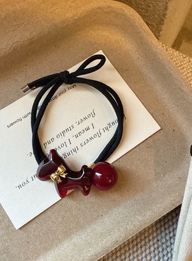 新年红色小马醋酸精致皮筋头绳女简约橡皮筋扎马尾高弹力耐用皮套