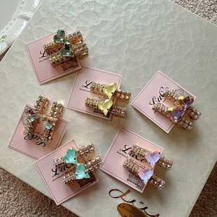 韩版 施家水晶爱心发夹轻奢高级感闪钻侧边夹前额碎发刘海夹鸭嘴夹