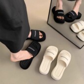 厚底增高凉拖鞋 配裙子一字拖休闲沙滩凉鞋 女夏外穿2025年新款 时尚