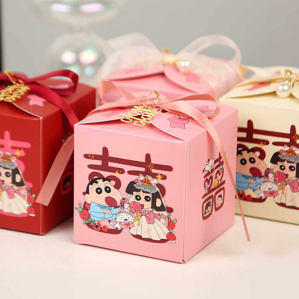 新款可爱小新结婚喜糖盒小众糖果包装盒子创意卡通可爱伴手礼品盒