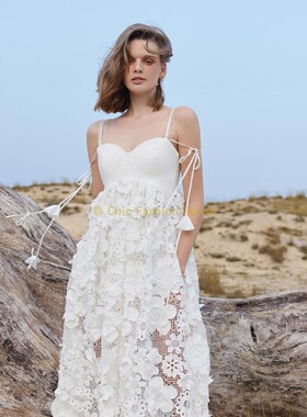 国现-越南DEAR JOSE 品牌限定款蕾丝花朵吊带花仙子小礼服连衣裙