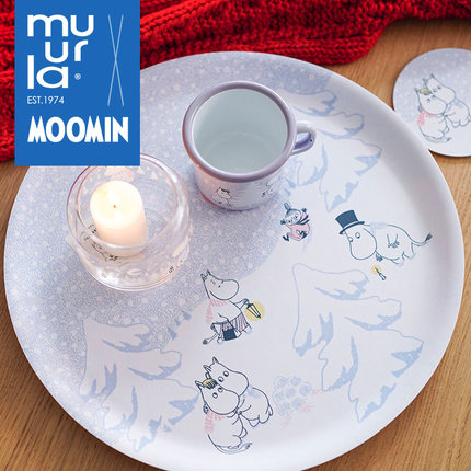 芬兰muurla let it snow落雪系列搪瓷杯LED蜡烛玻璃烛台木质托盘