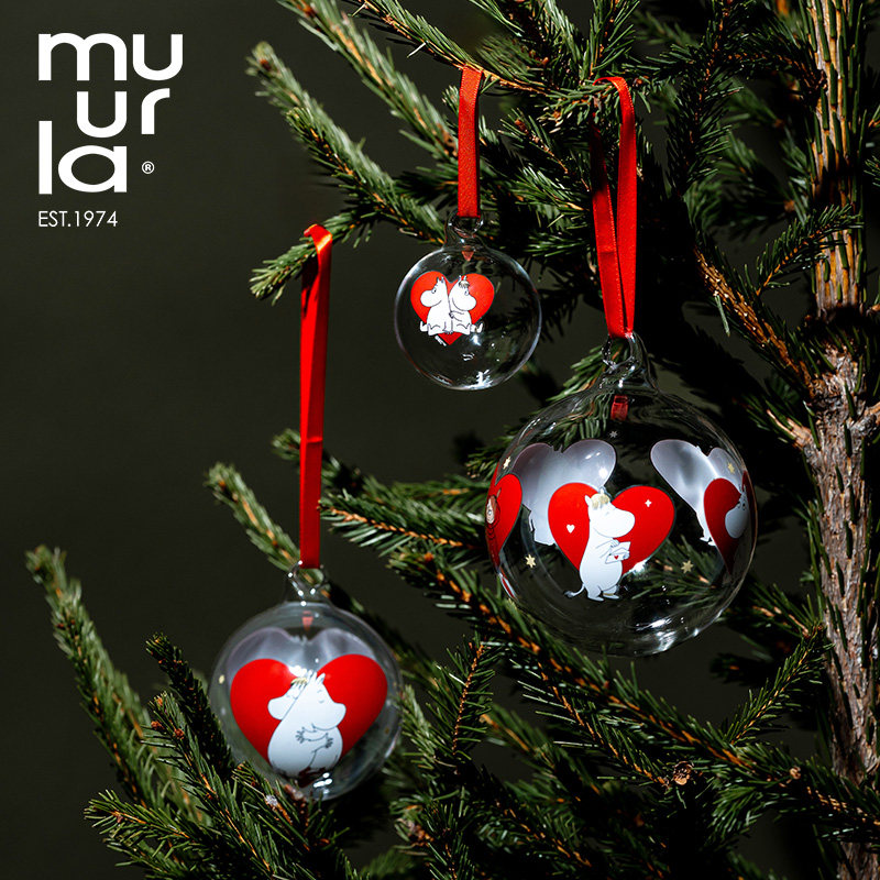 muurla 圣诞挂饰芬兰姆明圣诞玻璃球卡通装饰moomin创意礼品北欧