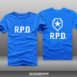 全棉夏装 圆领短袖 里昂RE4 4重制RPD正背面 游戏T恤 生化危机2