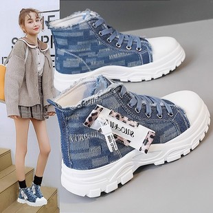 高帮鞋女2025新款爆款女鞋百搭厚底春季潮酷春秋软底不累脚帆布鞋