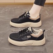 久站不累工作鞋 子 麦当劳上班鞋 女防水防滑厨房鞋 百搭运动黑色板鞋