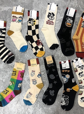 SOCK DAD现货日系艺术卡通插画中筒女袜 小众设计可爱薄款潮袜